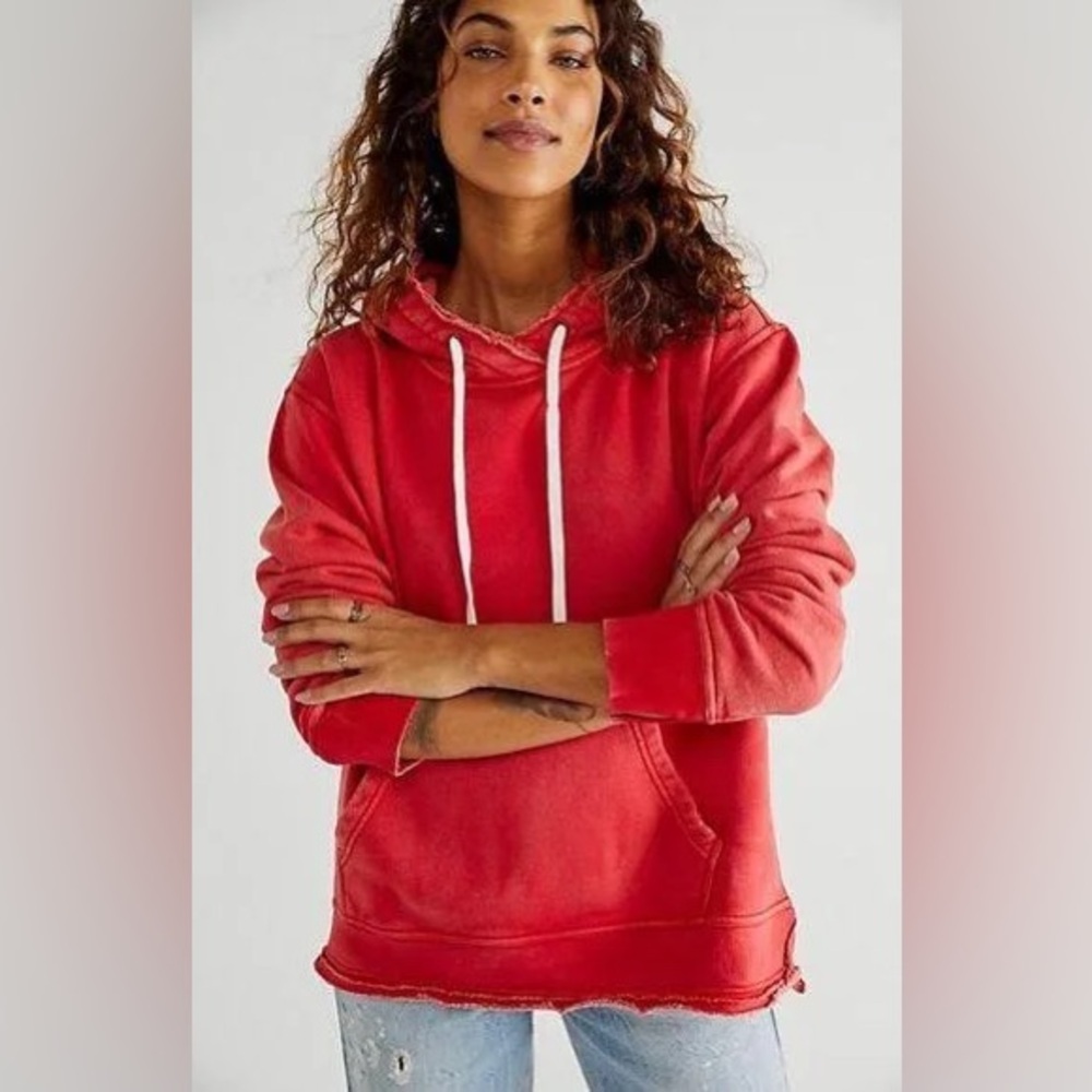 NWT Free People Zuma Hooded Sweatshirt in grey, size L